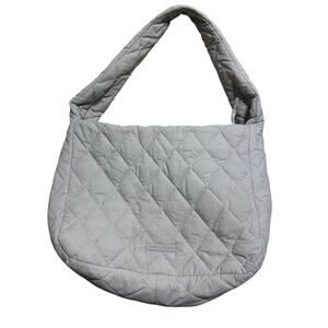 Poppy & Peonies Haul It Quilted Bag Tote Grey Puffy Puffer Shoulder Hobo